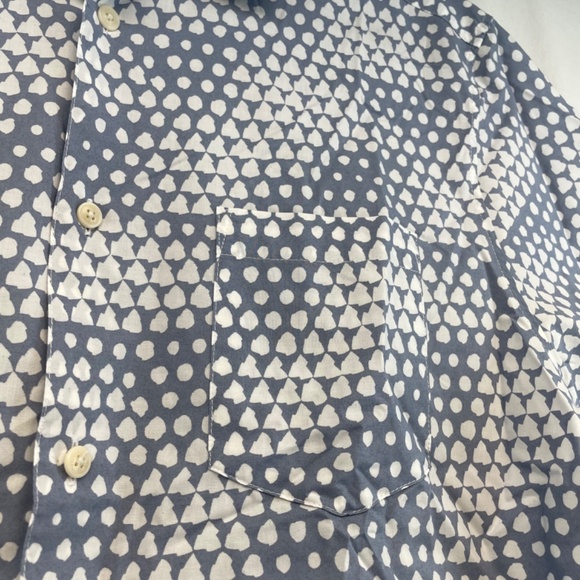 Ted Baker Short Sleeve Button Down Dress Shirt Blue White Men’s Size 4 Dry Clean - Picture 12 of 16